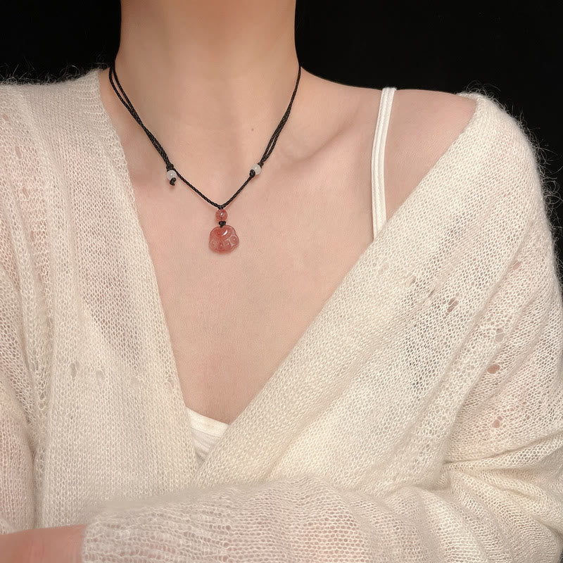 Rosenquarz Katzenpfote Kette Heilung Liebe Energie