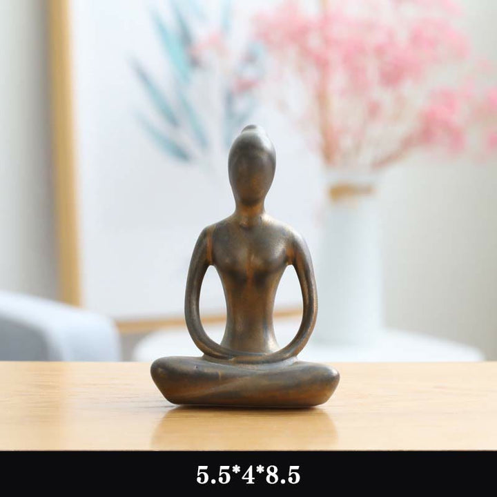 Buddha Statue Yoga Meditation Keramik Gold / Nachdenkend