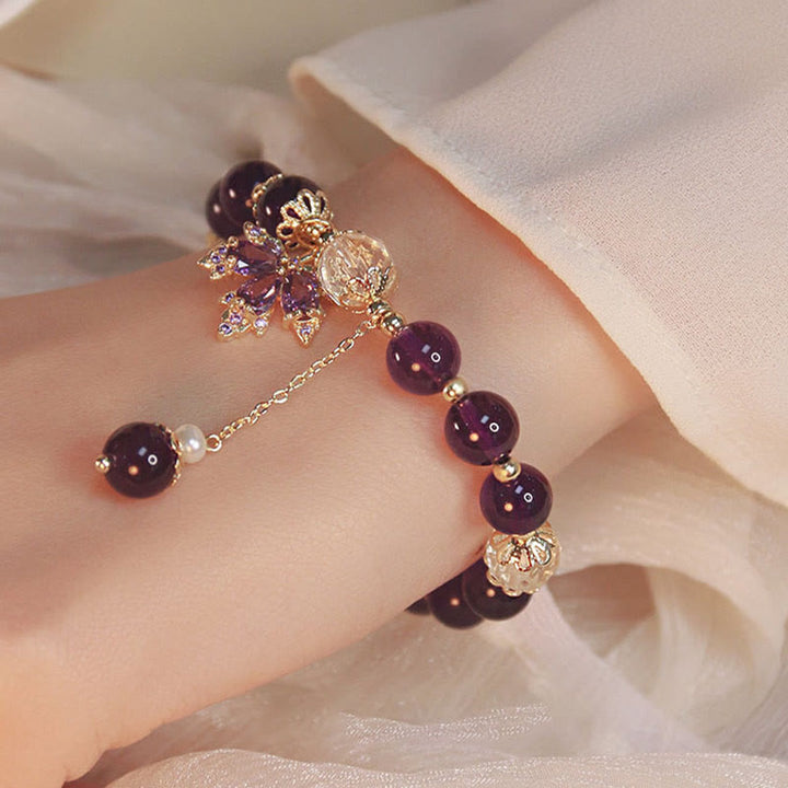 Armband Amethyst Heilung Energie lila Perlen Handgelenk Schmuck elegant