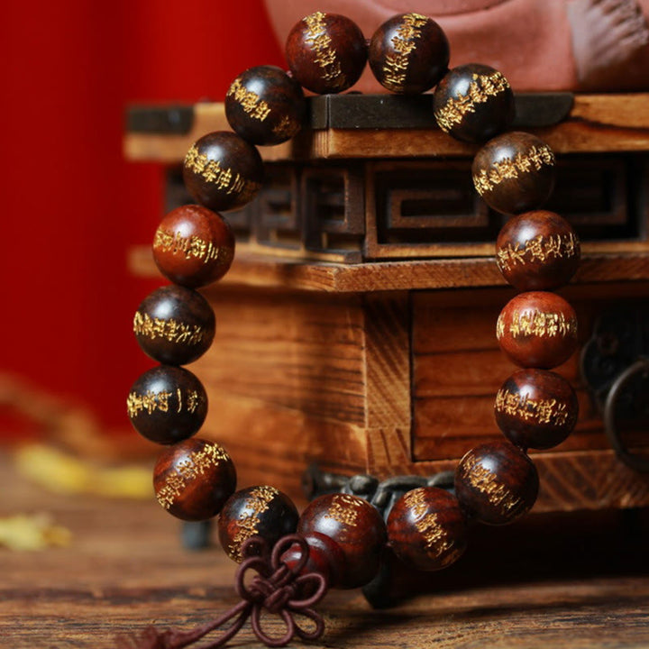Armband Rosenholz Herzsutra mit Goldverzierung elegantes Holzarmband.