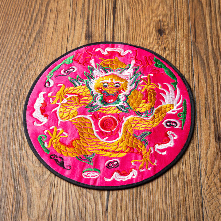 Teetasse Untersetzer Drachen Stickerei Kung Fu Rosenroter Drache