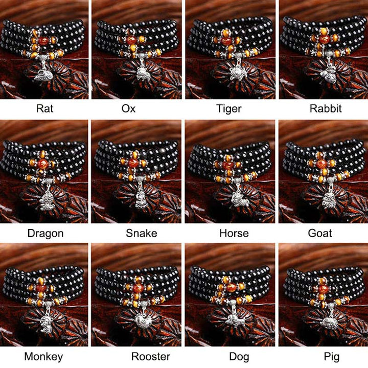 Armband Schwarzer Obsidian Tigerauge Chinesisches Tierkreis – Glück