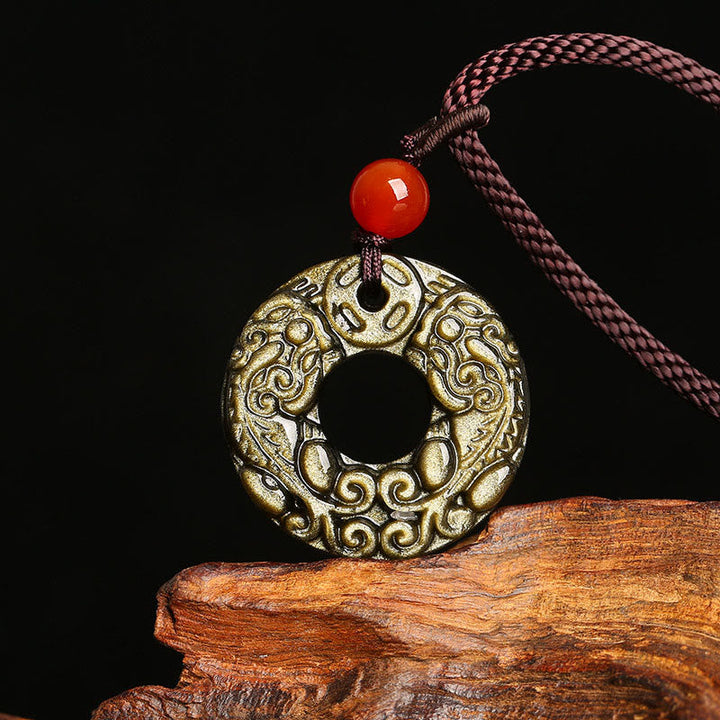 Anhänger Kette Gold Rot Glücksbringer