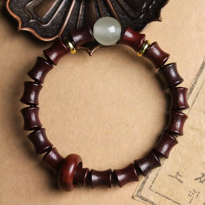 Armband Sandelholz mit Jade Perle, elastisch, braun Naturstein