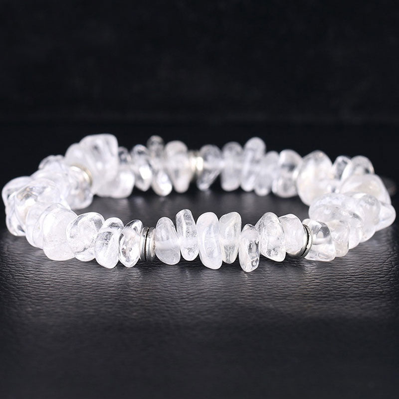 Weißer Kristall Lotus Armband Heilung elastisch Naturstein elegant getragen