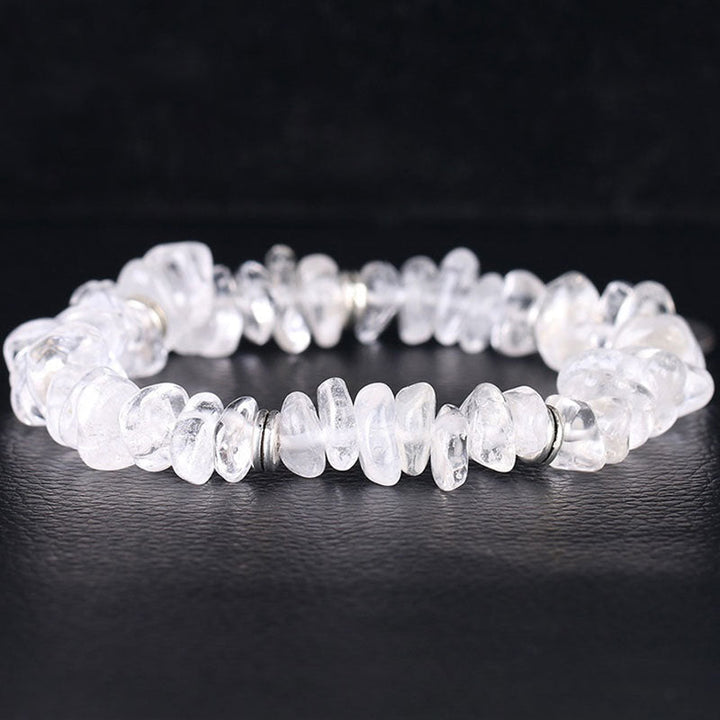 Weißer Kristall Lotus Armband Heilung elastisch Naturstein elegant getragen