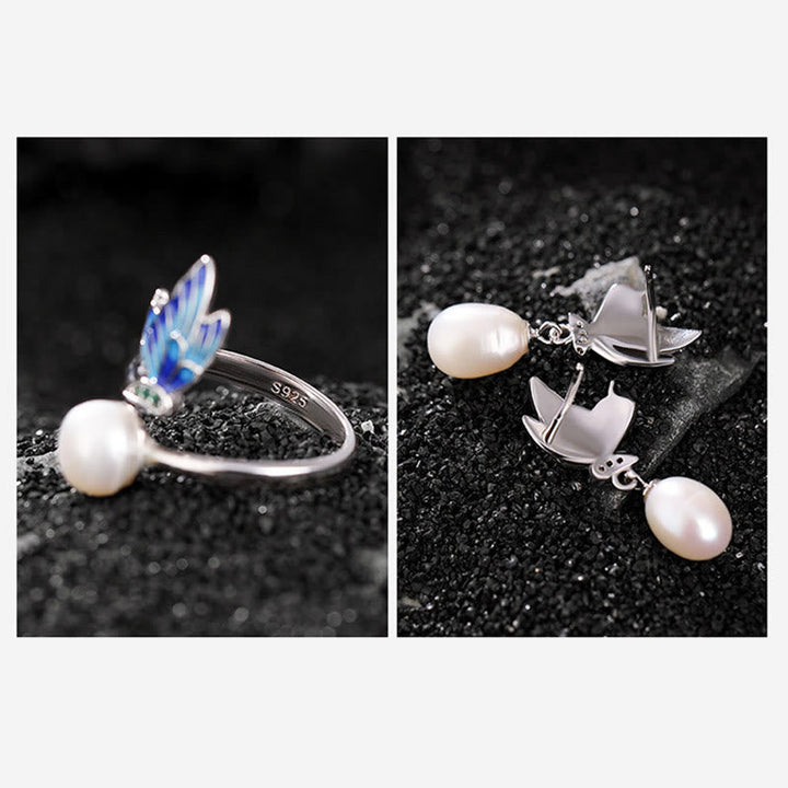 Kette Perle Schmetterling Heilung Set