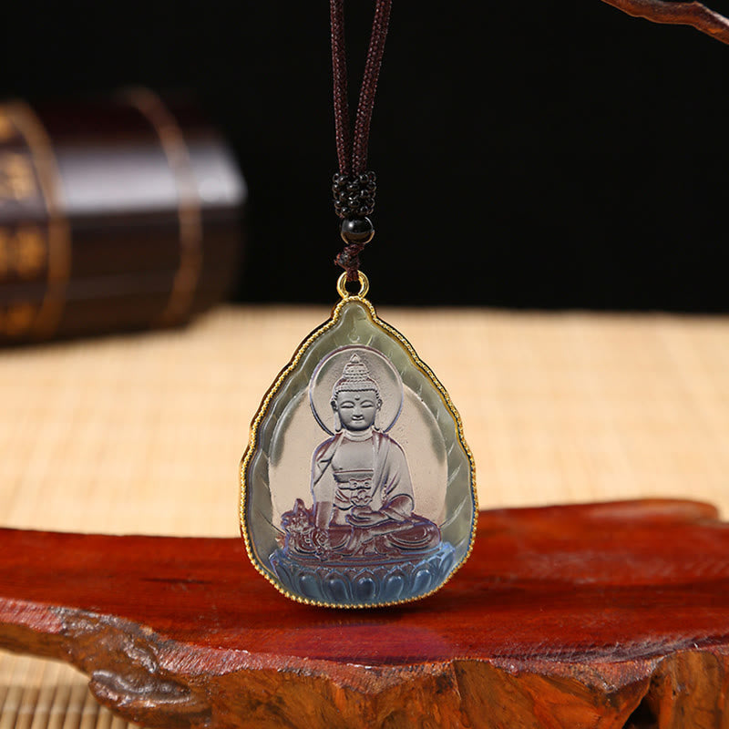 Kette Liuli-Kristall Buddha Tibet Lotusblüte Anhänger