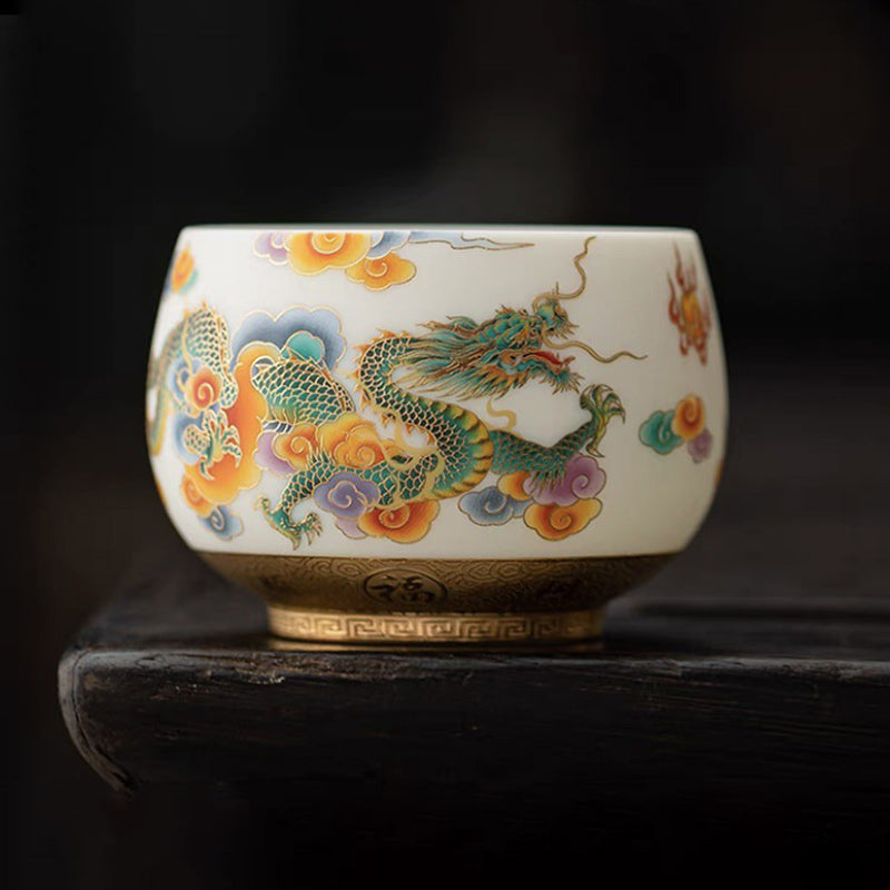 Große Teetasse Drache Phönix Glückswolken Groß