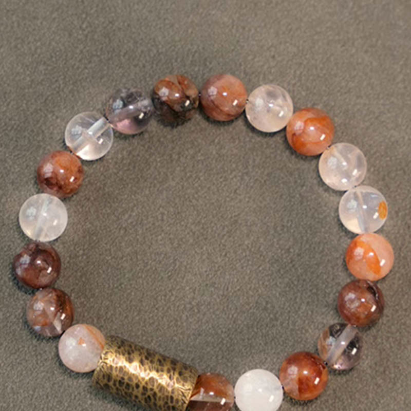 Armband Weißer Kristall – Schutz mit Rosenquarz und Natursteinen elastisch