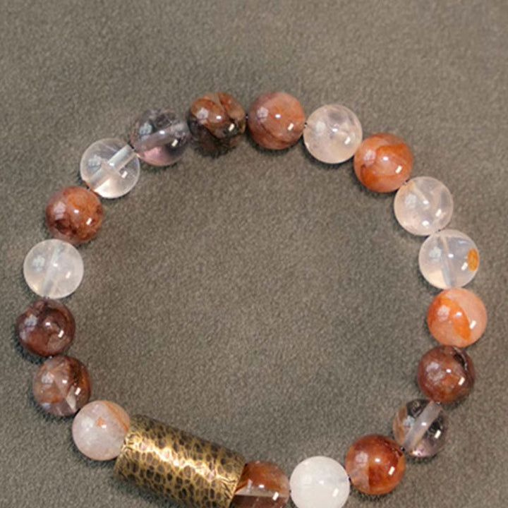 Armband Weißer Kristall – Schutz mit Rosenquarz und Natursteinen elastisch