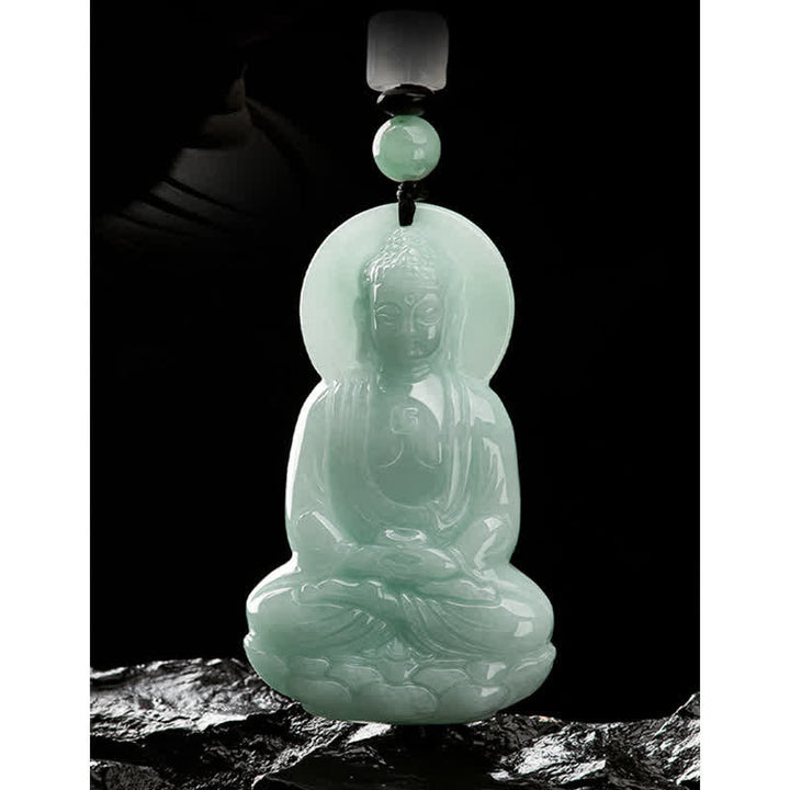 Anhänger Kette Jade Amitabha Buddha Mitgefühl grün