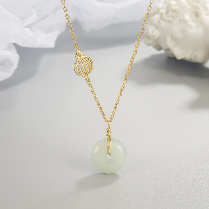 Jade-Anhänger Fu-Münze Gold-Kette Glück Frieden