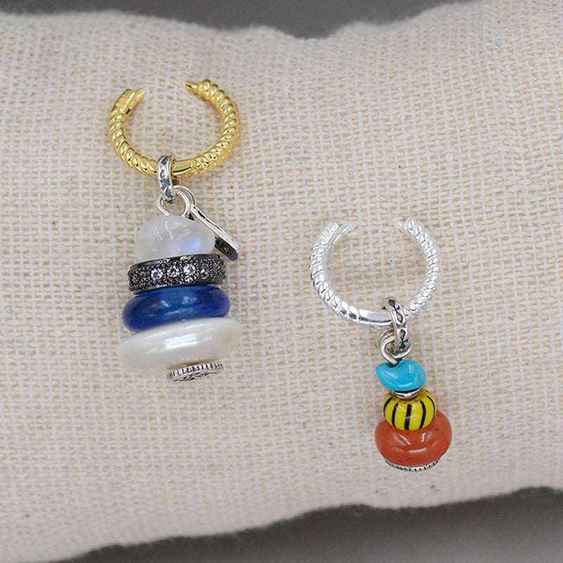 Kette Labradorit Zen-Cairn Ohrringe Perlen bunt Edelstein