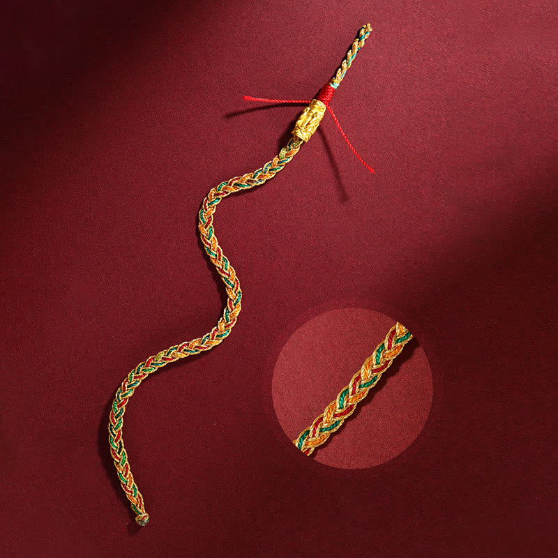 Rotes Seidenarmband mit goldenem Drachen Erfolg und Energie Symbol