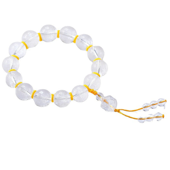 Armband Weißer Kristall Herzsutra Heilung elastisch gelb Perlen