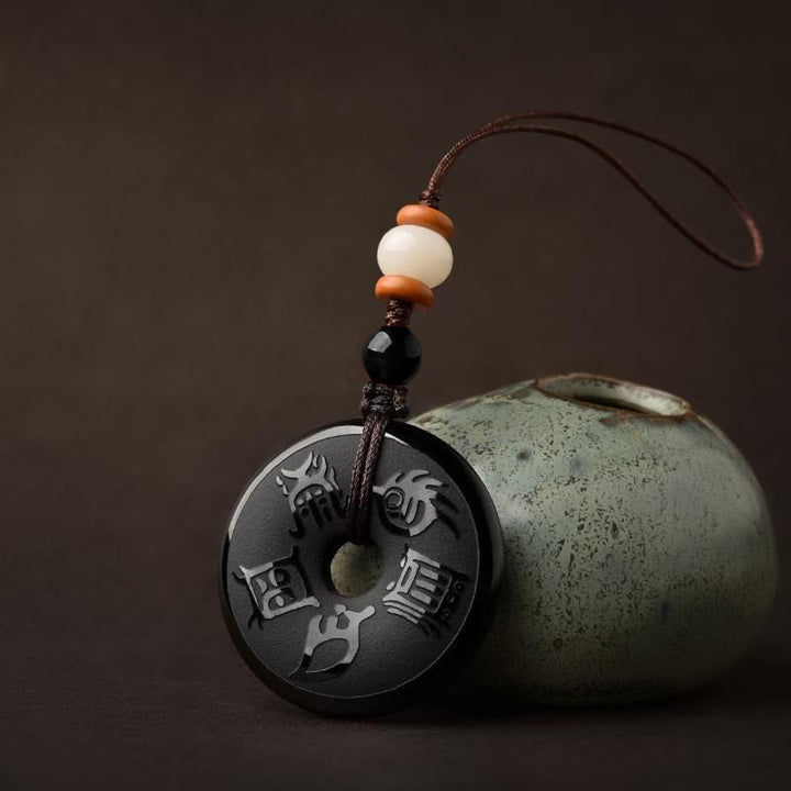 Obsidian Kette, Spirituelle Energie, Meditation Anhänger, Frieden