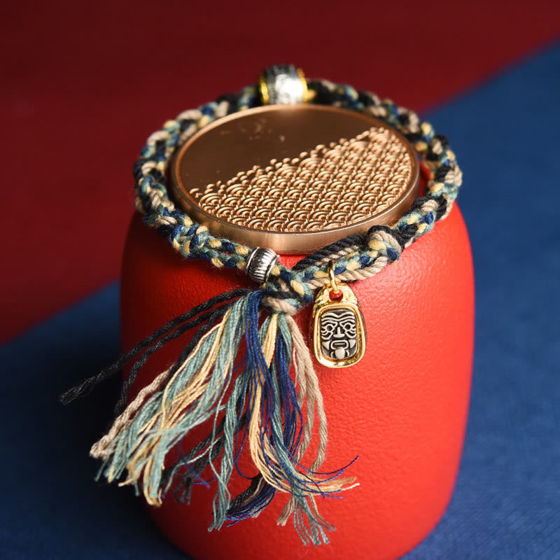 Armband Om Mani Padme Hum Wohlstand Frieden Seil Quaste Bronze