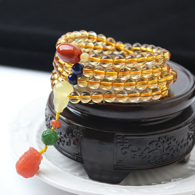 Armband Roter Achat Citrin Pixiu Schutz Frieden elastisch Naturstein.