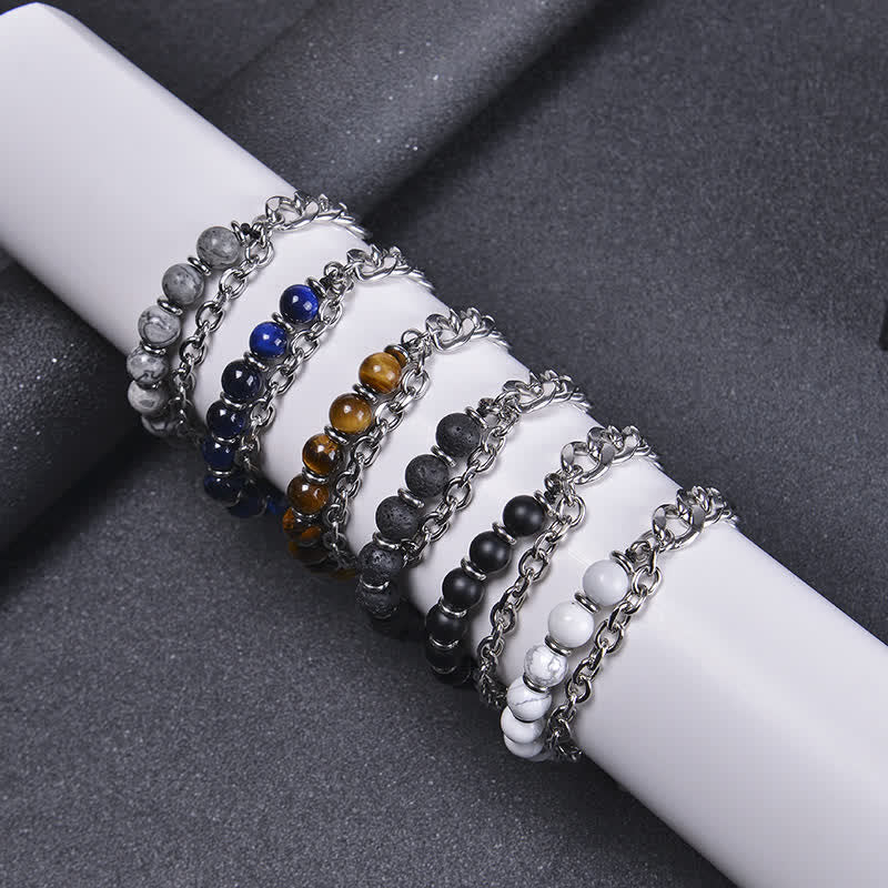 Armband Tigerauge Stärke Energie Naturstein Perlen Silber Kette elegant