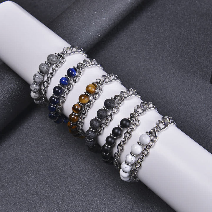 Armband Tigerauge Stärke Energie Naturstein Perlen Silber Kette elegant