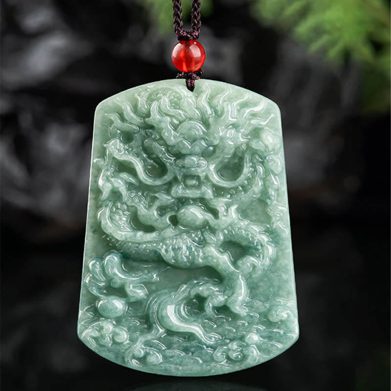 Jade Drachen Kette Anhänger grün Natur Glück
