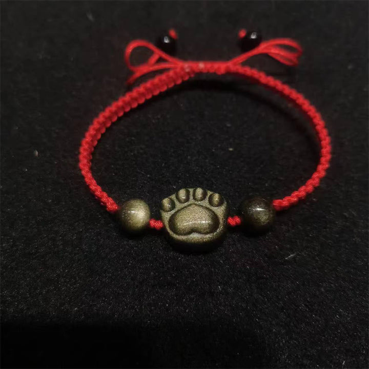 Rotes Armband Silber Pfote Charm Naturstein elastisch Schutz
