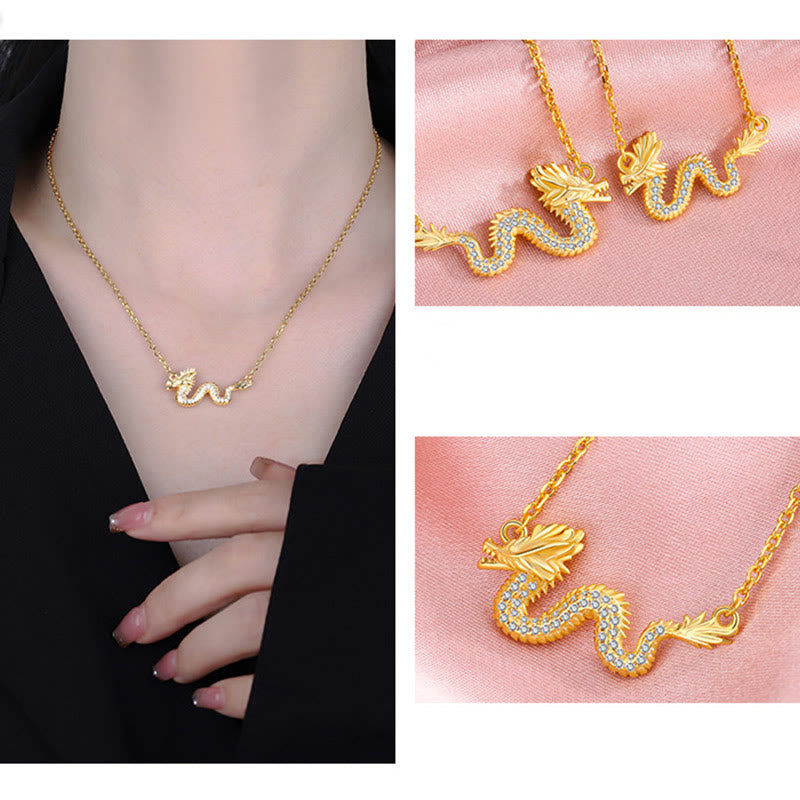 Kette 925er Silber Drachen Jahr Glück gold Zirkonia