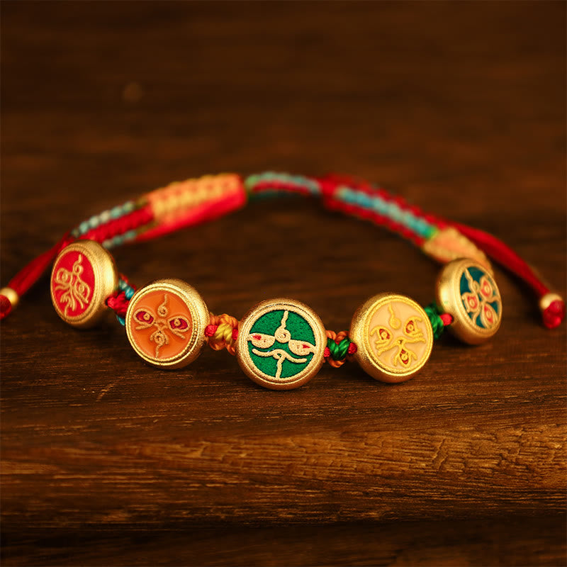 Armband Five Five – Glück & Wohlstand mit goldenen Münzen Textilien.