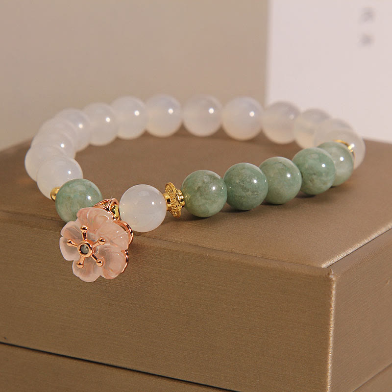 Armband Achat Jade Schutz Glück Energie Blütenanhänger elegant
