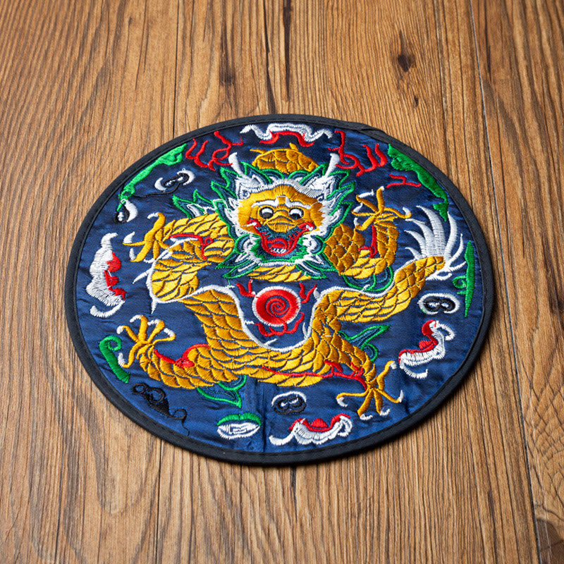 Teetasse Untersetzer Drachen Stickerei Kung Fu Blauer Drache