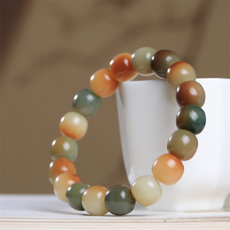 Armband Bodhi – Frieden & Energie mehrfarbige Perlen Naturstein elastisch.