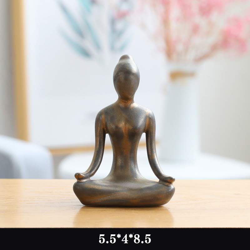 Buddha Statue Yoga Meditation Keramik Gold / Meditation