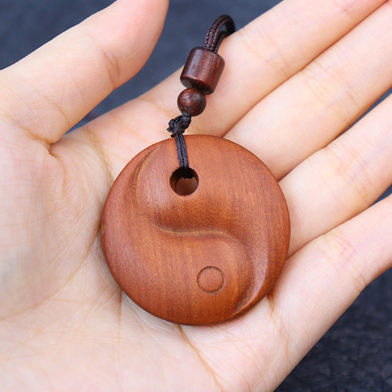Yin Yang Anhänger Holz Tragbar Meditation Schutz Kette