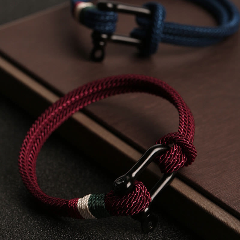 Burgunderrotes Armband Glück Stainless Stahl – Glück elastisch geflochten