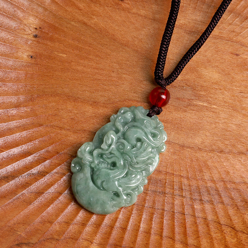 Kette Jade Chinesischer Tierkreis – Wohlstand & Fokus – Bild 3 – Jade Kette Chinesischer Tierkreis Anhänger grüner Naturstein Wohlstand Fokus