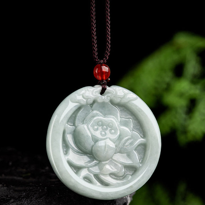 Jade Anhänger Lotus Blume Wohlstand