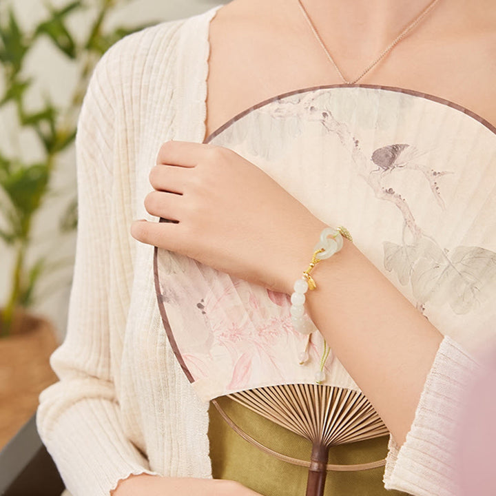 Jade Fu-Zeichen Armband Frieden Fülle eleganter Stil Handgelenk getragen