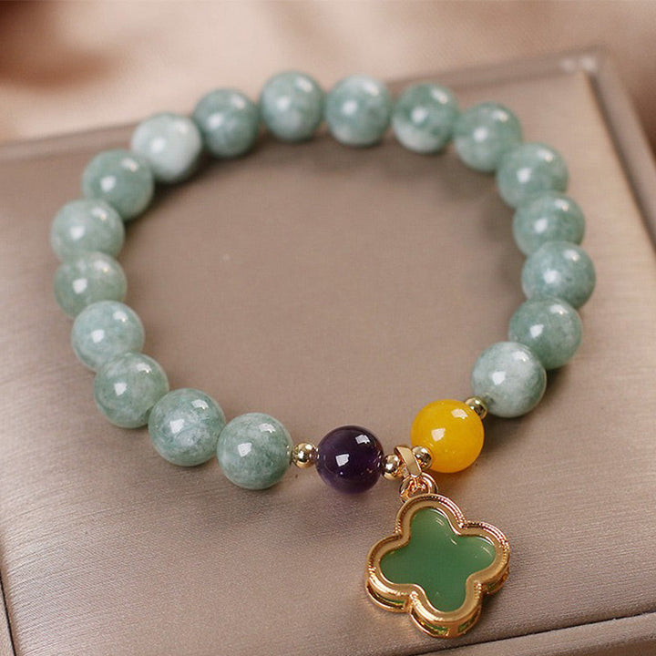 Armband Jade Kleeblatt – Glück & Liebe