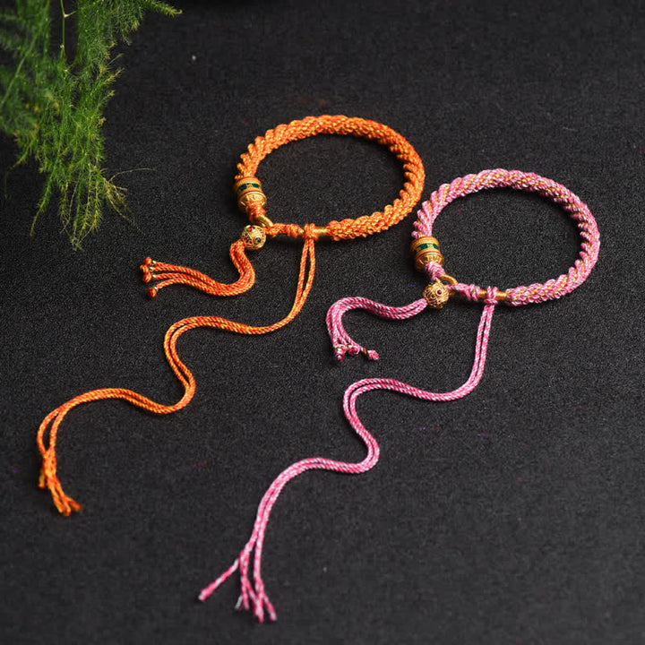 Tibetisches Gebets-Armband mit bunten Perlen und Quasten, Glück.