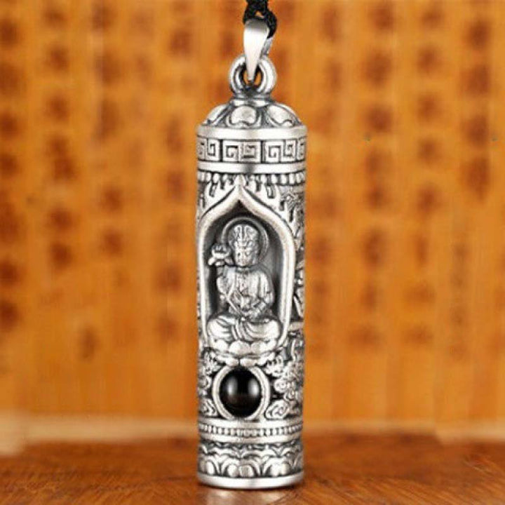 Kette Kristall Tierkreis-Buddha Wohlstand Silber Anhänger