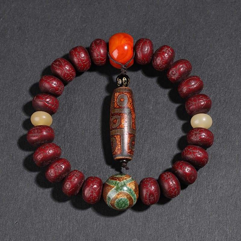 Mala Bodhi Armband rote Perlen orange Stein Anhänger Balance