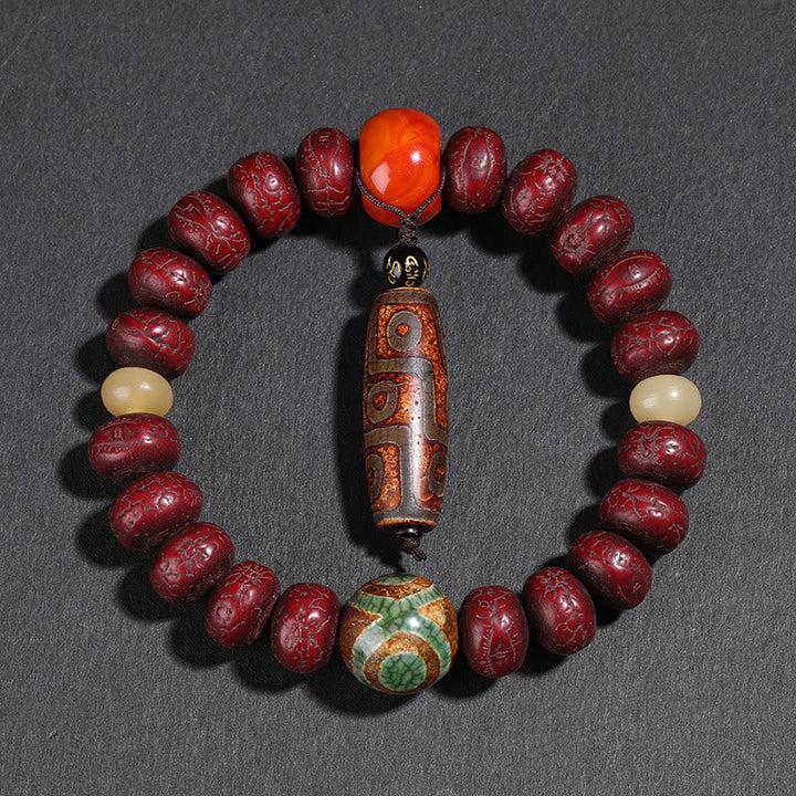 Mala Bodhi Armband rote Perlen orange Stein Anhänger Balance