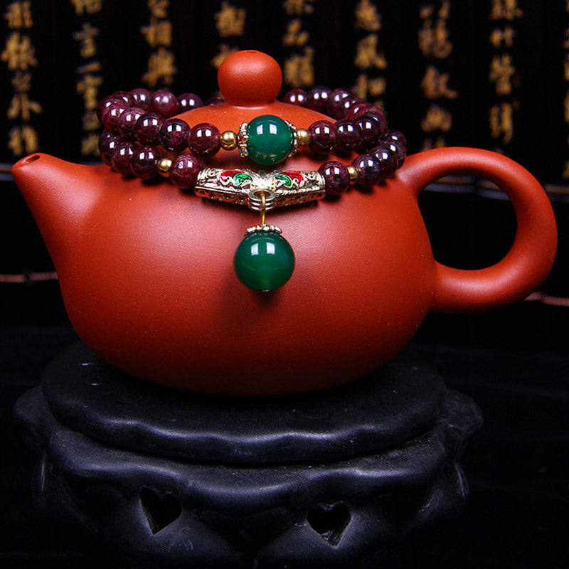 Armband Granat – Segen rotes Teepot Dekoration mit Perlen Schmuck