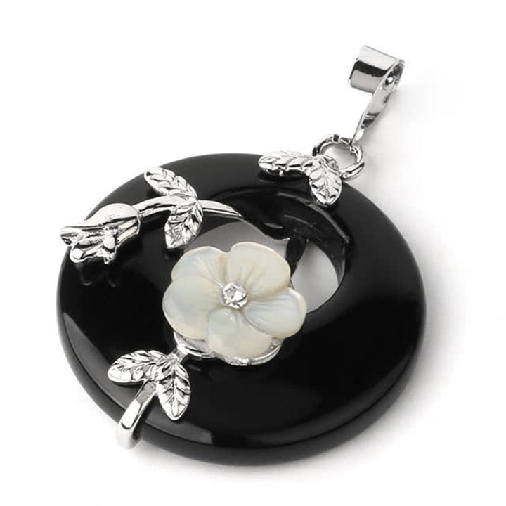 Kette Amethyst Grünaventurin Blume – Heilung & Harmonie – Bild 7 – Schwarzer Onyx Anhänger Blume Silber Kette Naturstein elegant