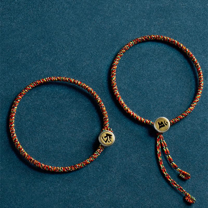 Zwei Armbänder mit chinesischen Tierkreis Symbolen Schutz Silber.