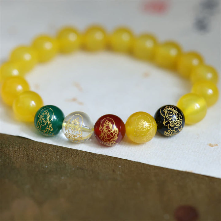 Gelbes Kristall Armband mit fünf Elementen Achat Perlen elegant.