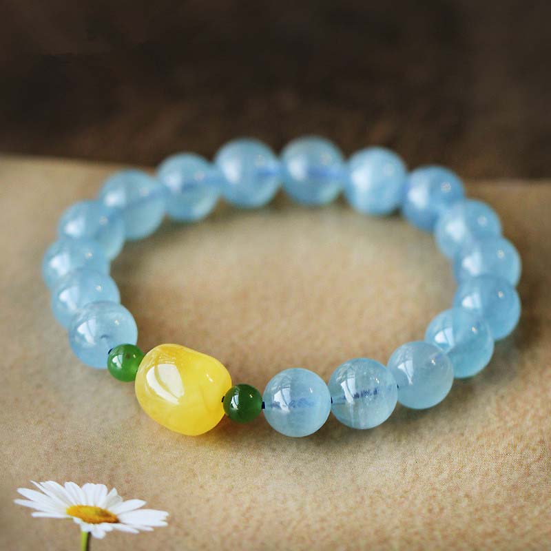 Armband Aquamarin – Heilung & Energie mit gelben und grünen Steinen