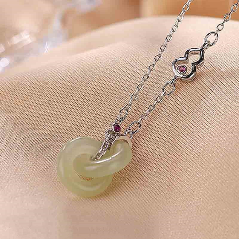 Anhänger Kette grüne Jade Herz Silber Glück