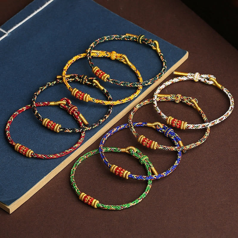 Bunte geflochtene Armbänder mit Knoten Glück Schmuck Set.